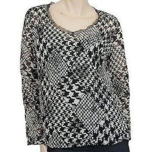 New Nordstrom Touche Houndstooth Sheer Blouse Top